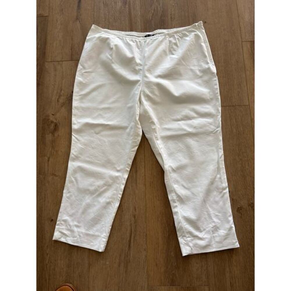 Nic & Zoe Ladies Plus White Capri Pants Elastic Waist